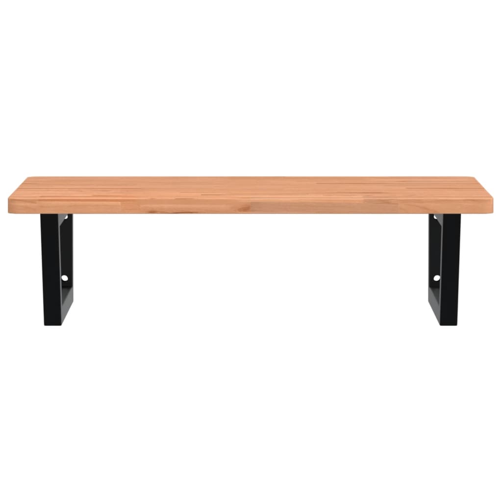 Waschbeckenregal Wandmontage Stahl und Massivholz Buche