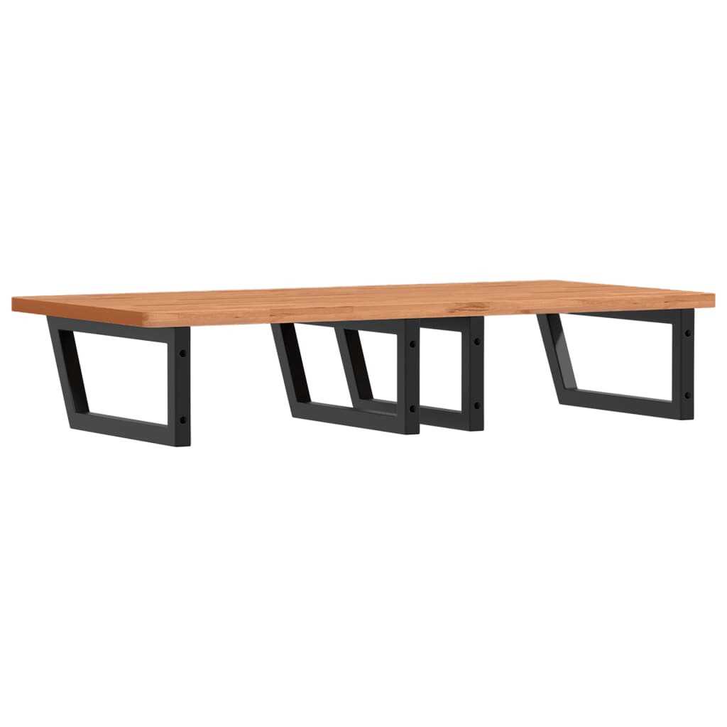 Washbasin shelf wall-mounted steel and solid beech wood