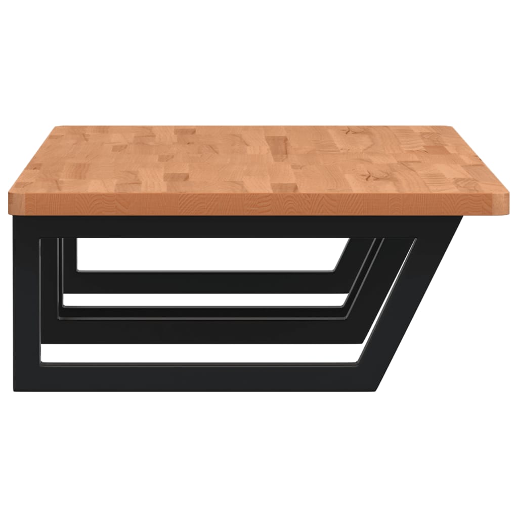 Washbasin shelf wall-mounted steel and solid beech wood