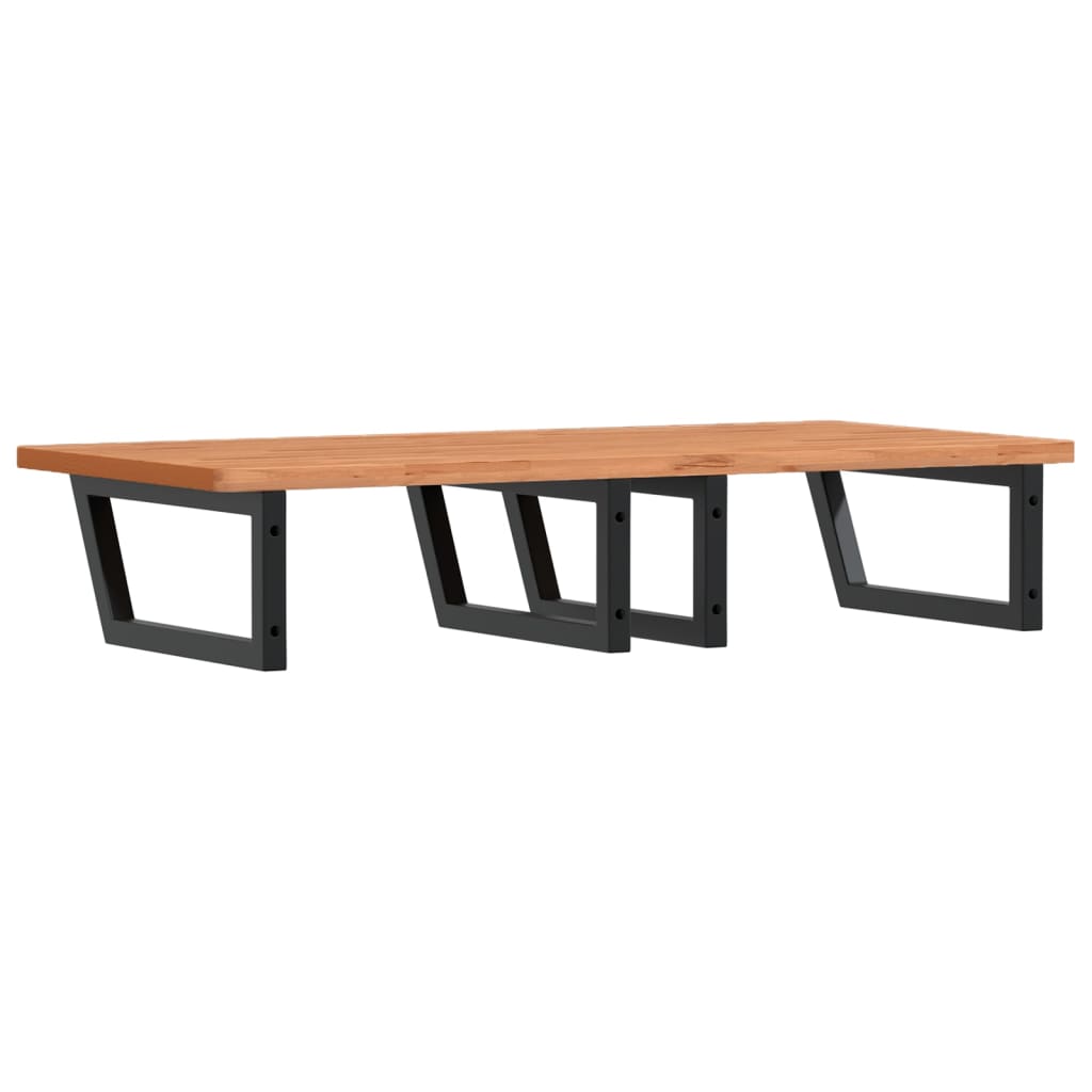 Washbasin shelf wall-mounted steel and solid beech wood