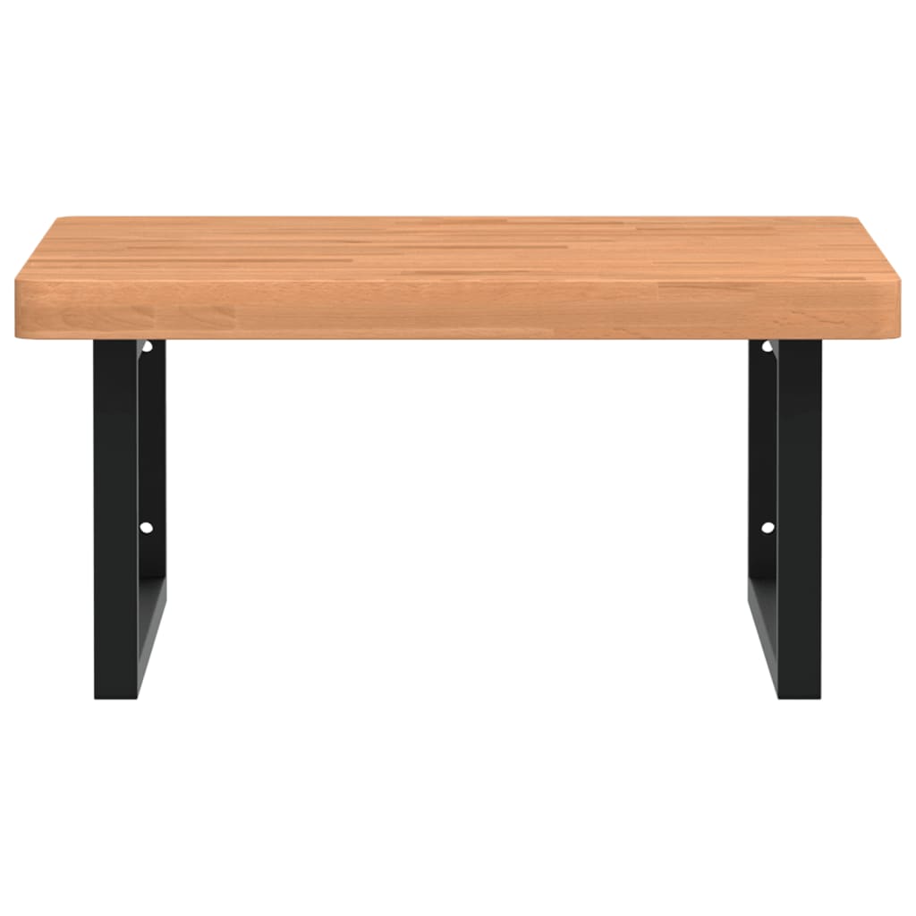 Washbasin shelf wall-mounted steel and solid beech wood