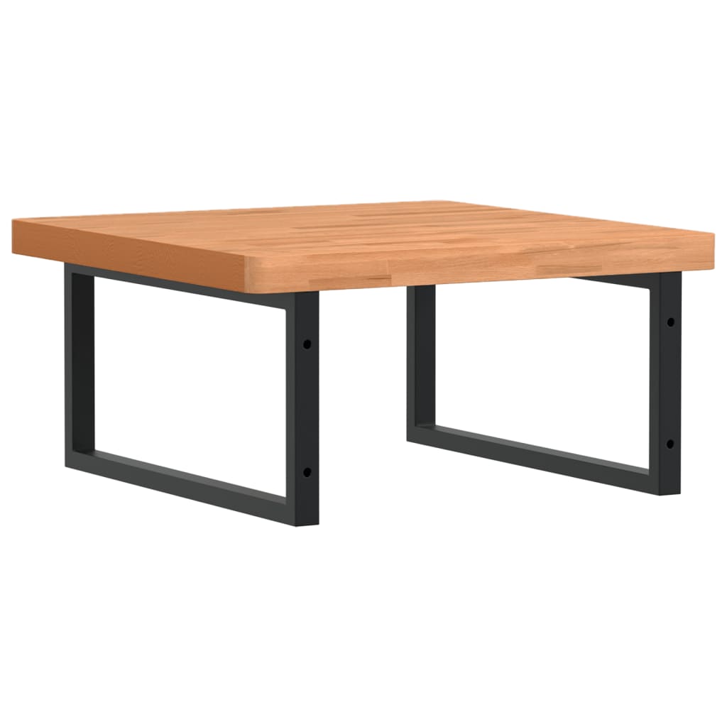 Washbasin shelf wall-mounted steel and solid beech wood