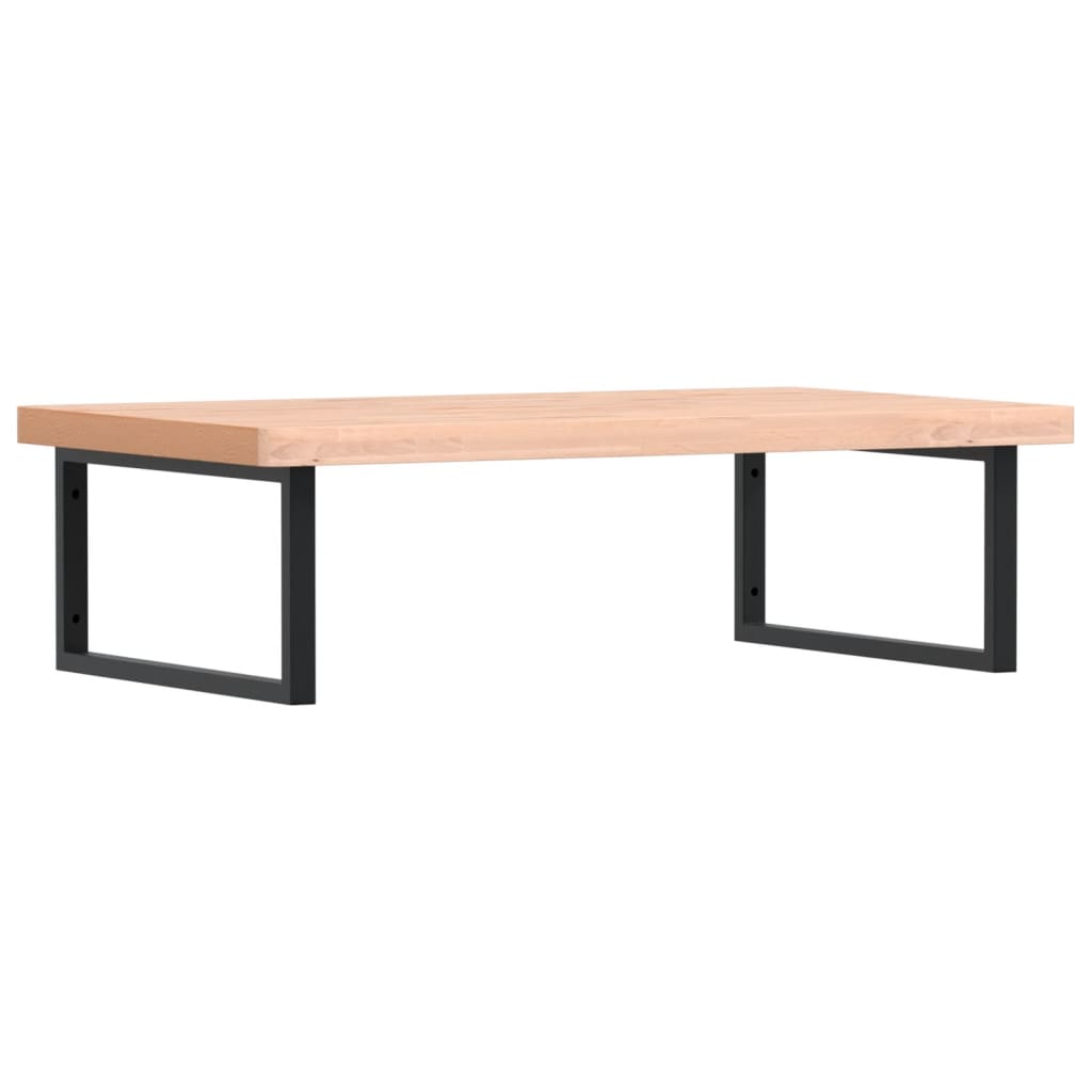 Washbasin shelf wall-mounted steel and solid beech wood