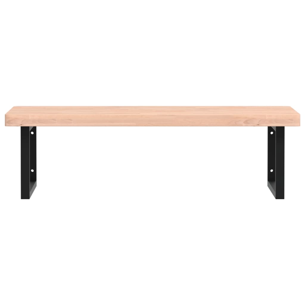 Washbasin shelf wall-mounted steel and solid beech wood