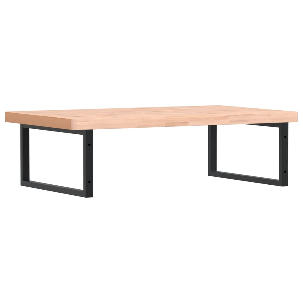 Washbasin shelf wall-mounted steel and solid beech wood