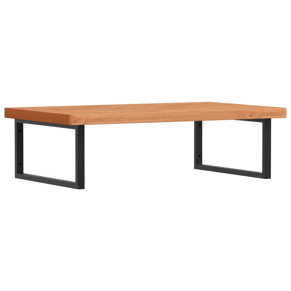 Washbasin shelf wall-mounted steel and solid beech wood