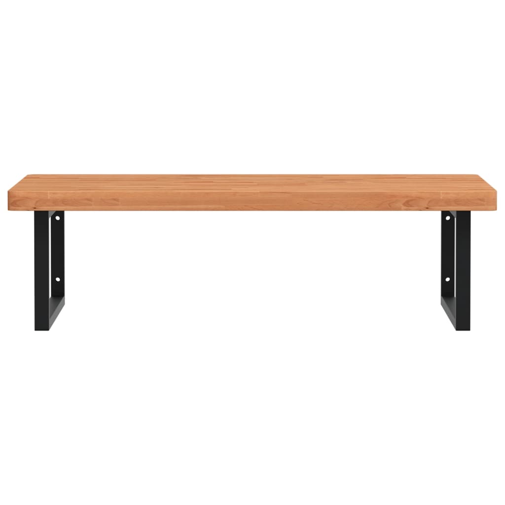 Washbasin shelf wall-mounted steel and solid beech wood