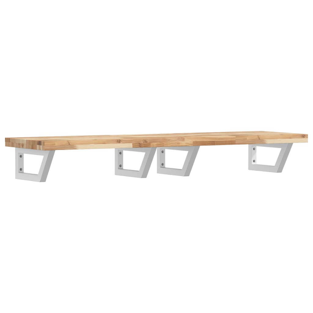 Waschbeckenregal Wandmontage Stahl und Akazienholz