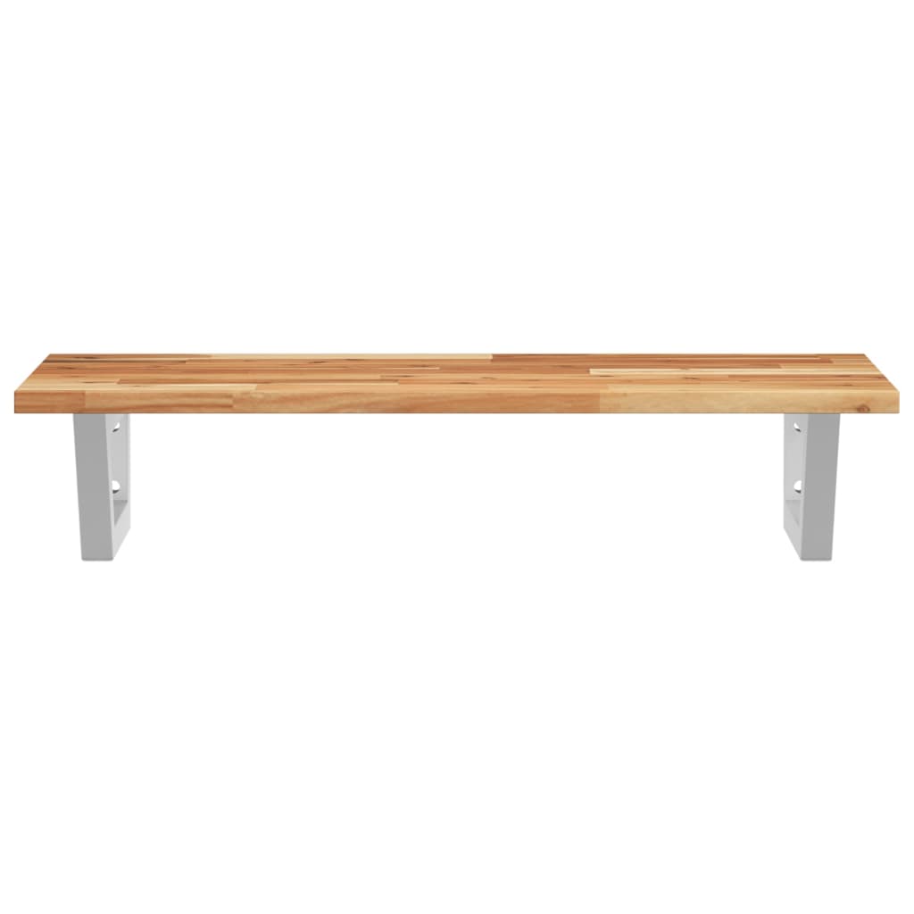 Waschbeckenregal Wandmontage Stahl und Akazienholz