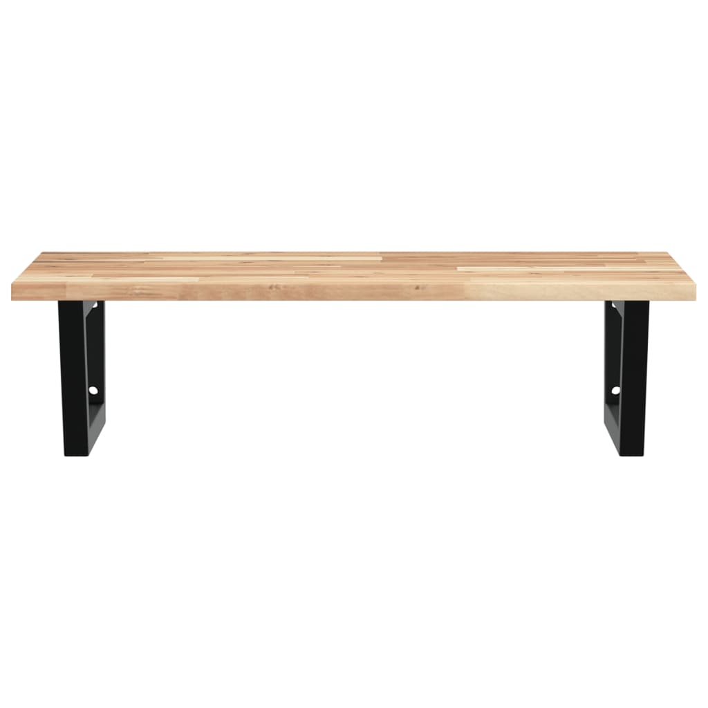 Waschbeckenregal Wandmontage Stahl und Akazienholz