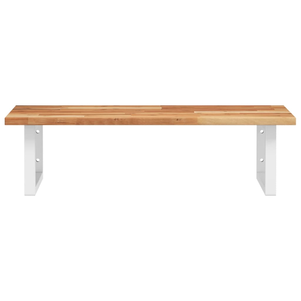Waschbeckenregal Wandmontage Stahl und Akazienholz