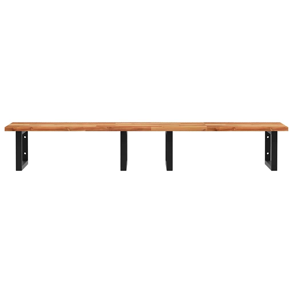 Waschbeckenregal Wandmontage Stahl und Akazienholz