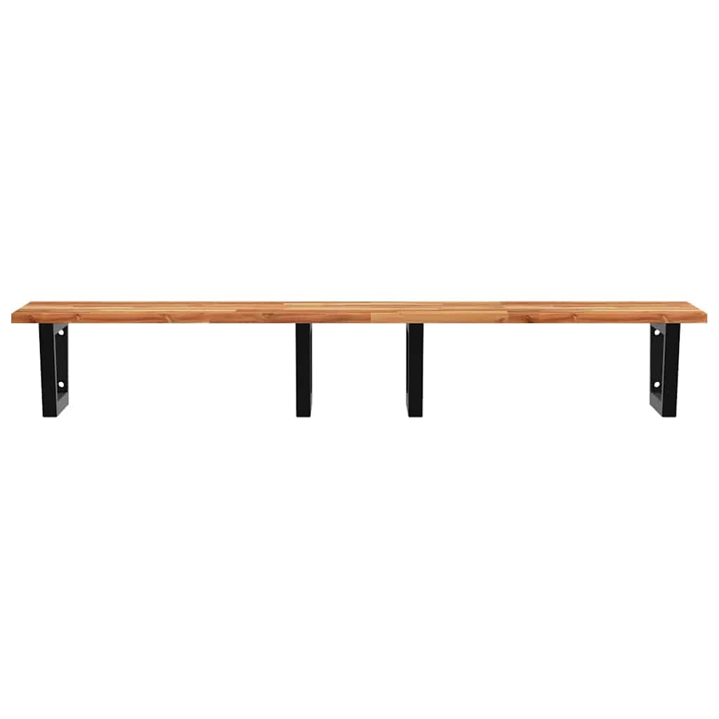 Waschbeckenregal Wandmontage Stahl und Akazienholz
