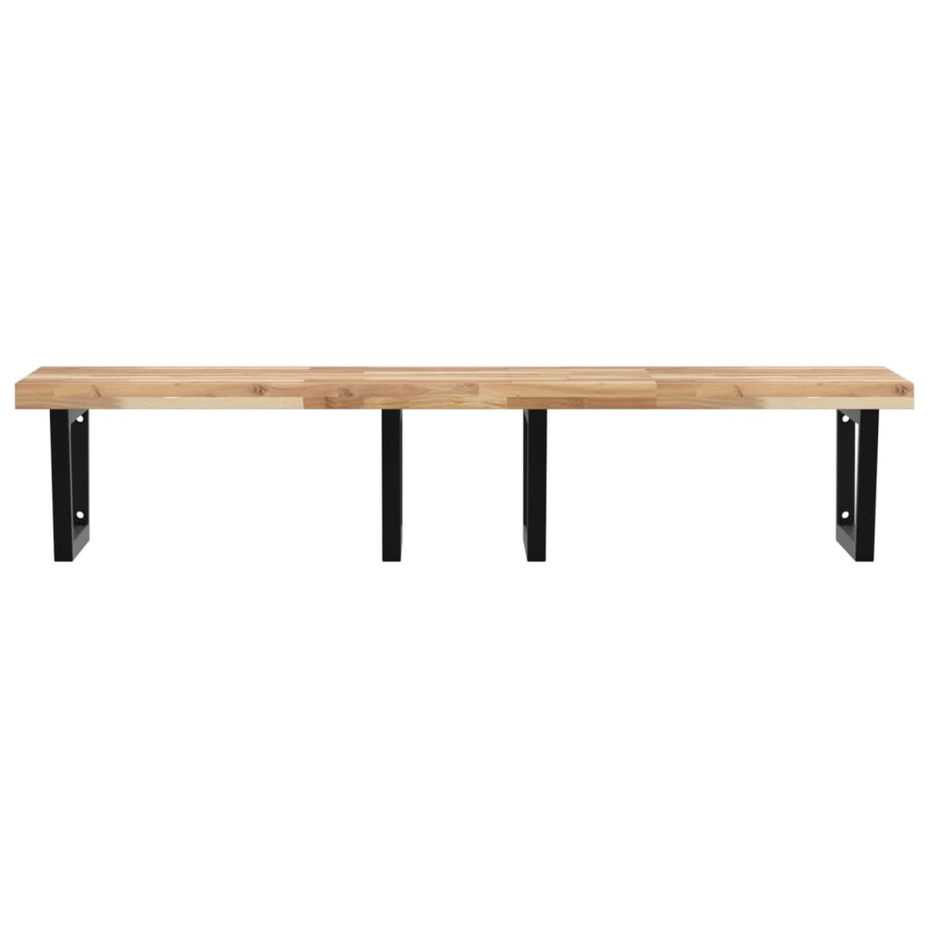 Waschbeckenregal Wandmontage Stahl und Akazienholz