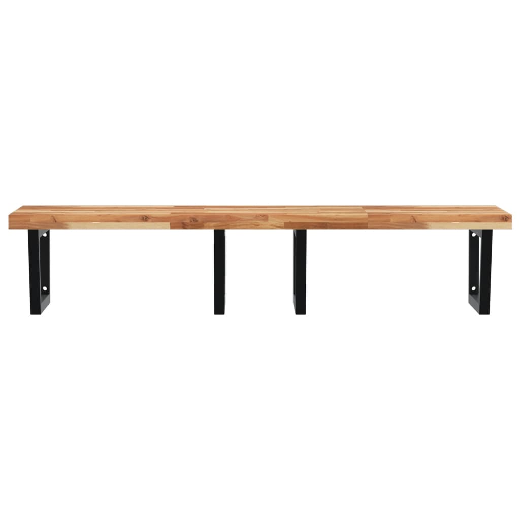 Waschbeckenregal Wandmontage Stahl und Akazienholz