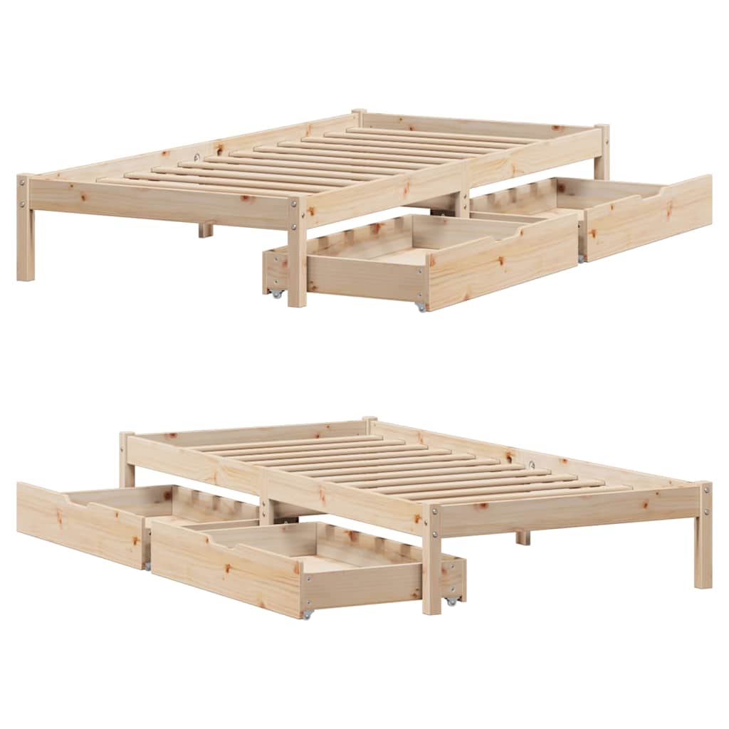 Massivholzbett ohne Matratze 75x190 cm Kiefernholz