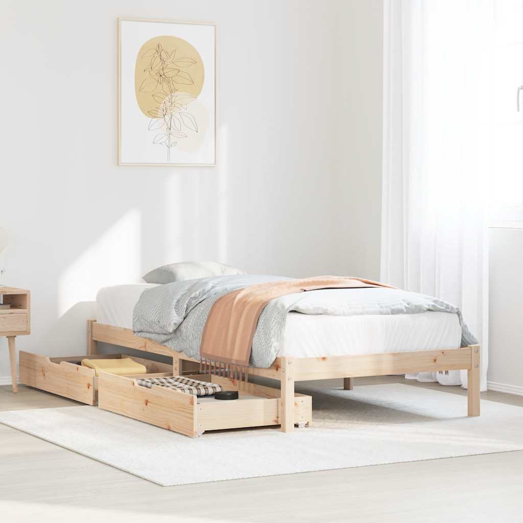 Massivholzbett ohne Matratze 75x190 cm Kiefernholz