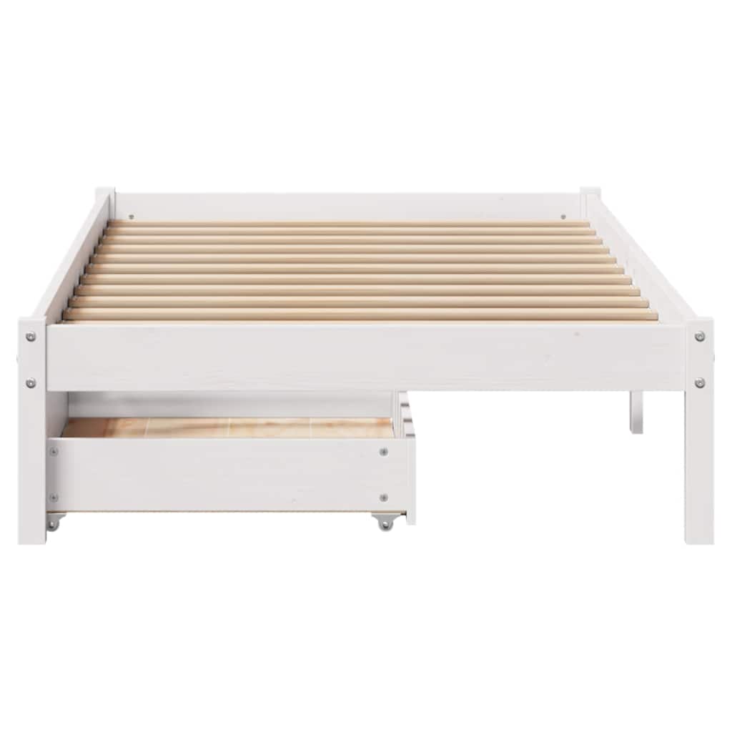 Massivholzbett ohne Matratze Weiß 75x190 cm Kiefernholz