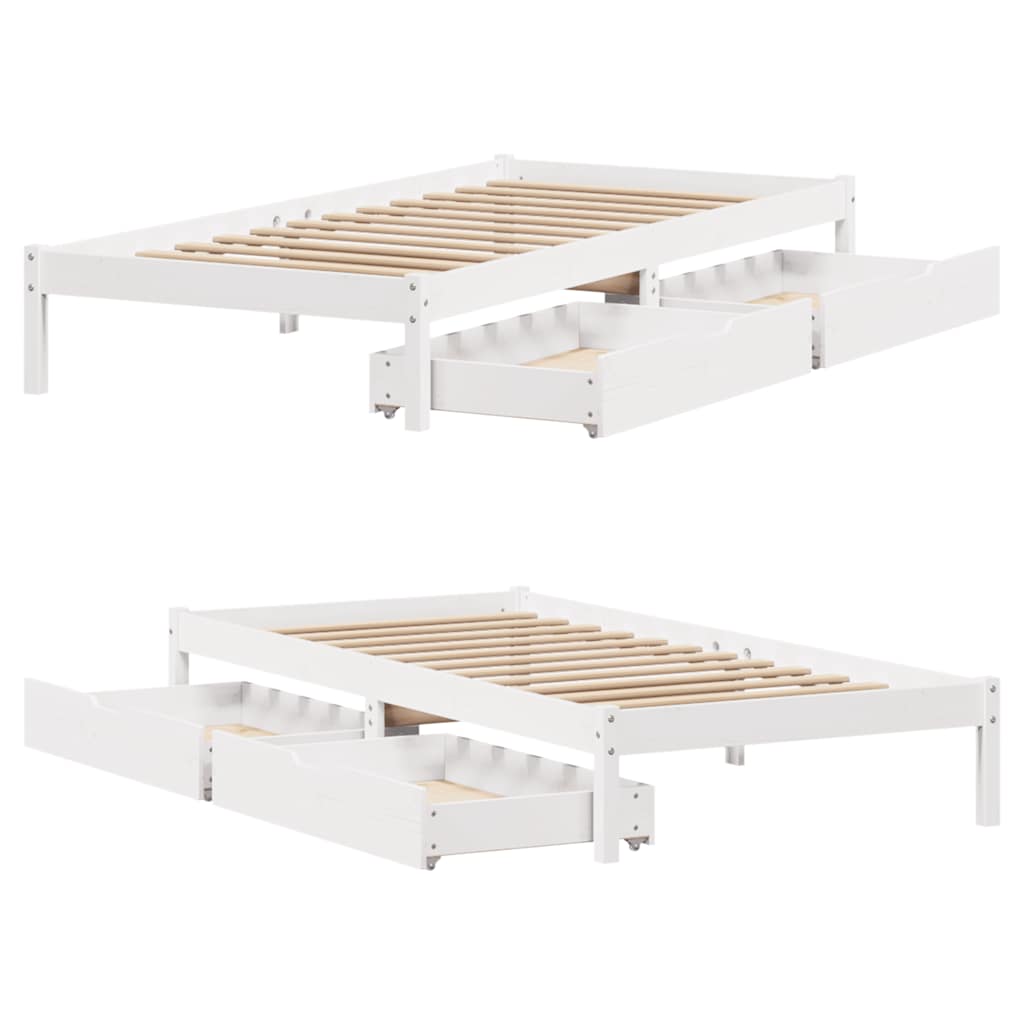 Massivholzbett ohne Matratze Weiß 75x190 cm Kiefernholz