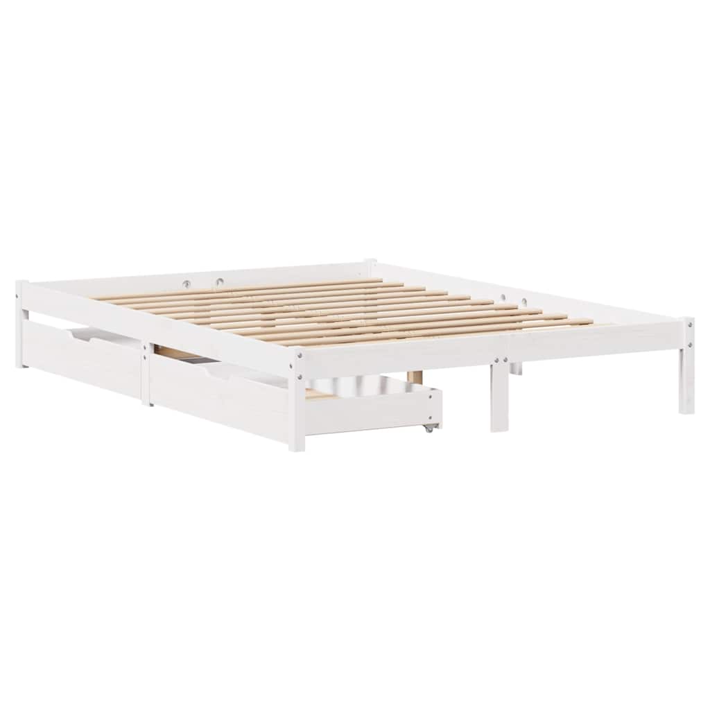 Massivholzbett ohne Matratze Weiß 135x190 cm Kiefernholz