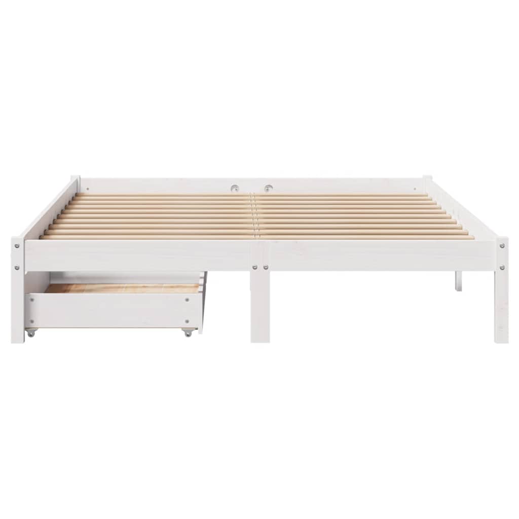Massivholzbett ohne Matratze Weiß 135x190 cm Kiefernholz