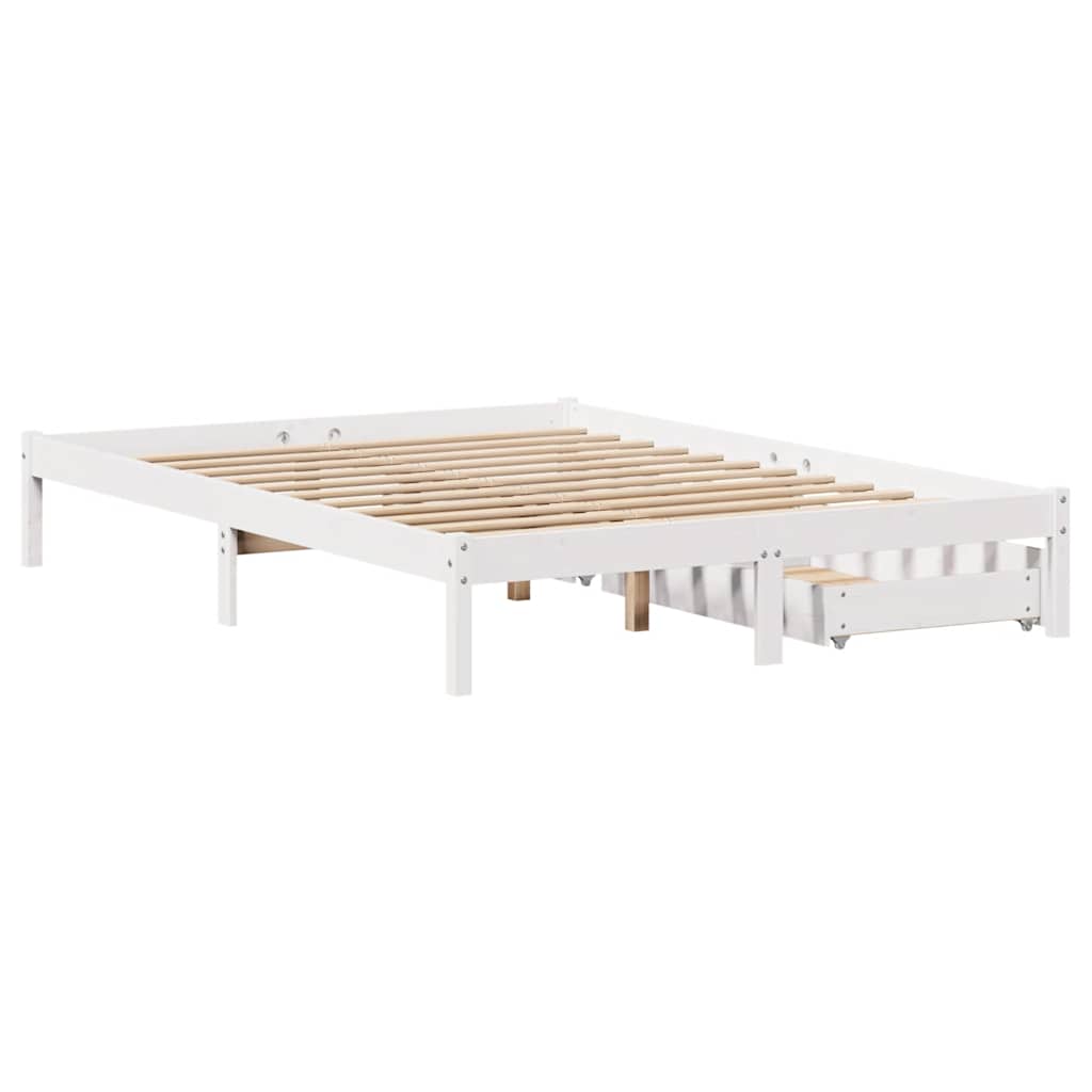 Massivholzbett ohne Matratze Weiß 135x190 cm Kiefernholz