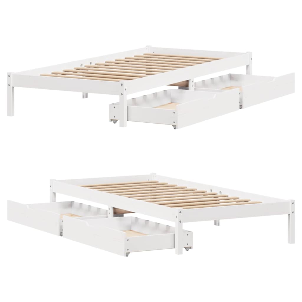 Massivholzbett ohne Matratze Weiß 90x200 cm Kiefernholz