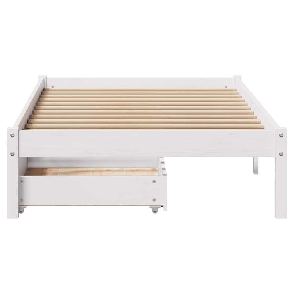 Massivholzbett ohne Matratze Weiß 100x200 cm Kiefernholz