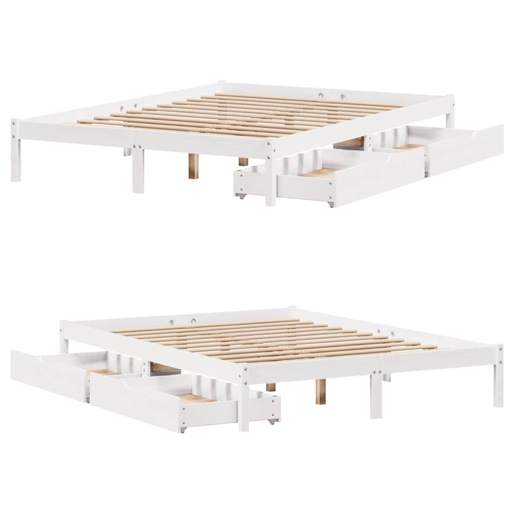Massivholzbett ohne Matratze Weiß 120x200 cm Kiefernholz