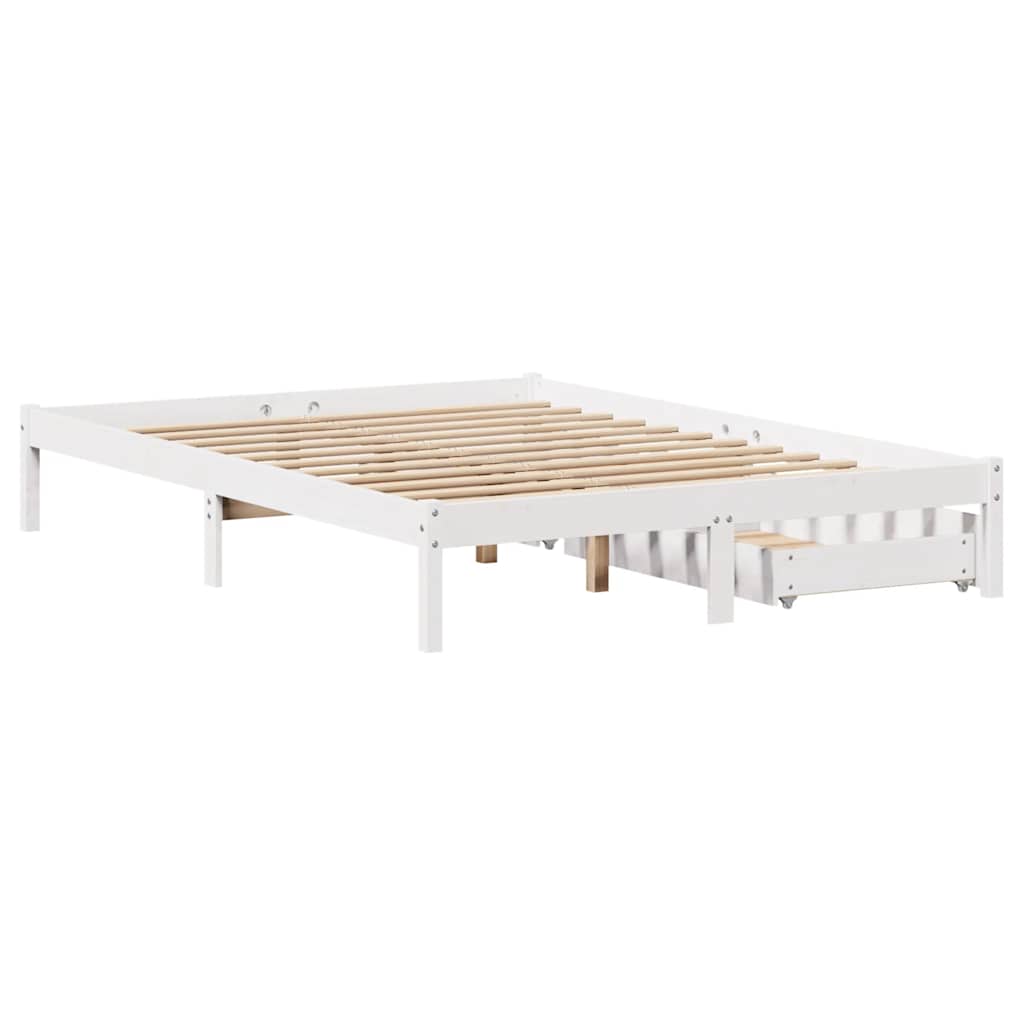 Massivholzbett ohne Matratze Weiß 140x200 cm Kiefernholz