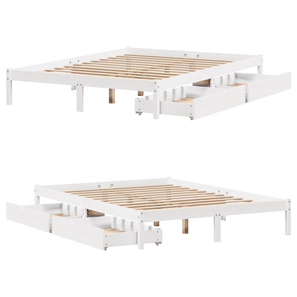 Massivholzbett ohne Matratze Weiß 160x200 Kiefernholz