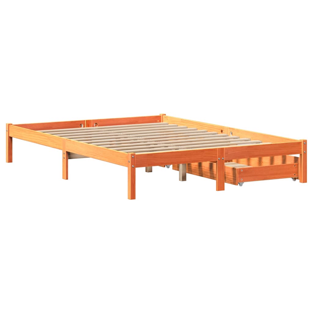 Massivholzbett ohne Matratze Wachsbraun 150x200 cm Kiefernholz