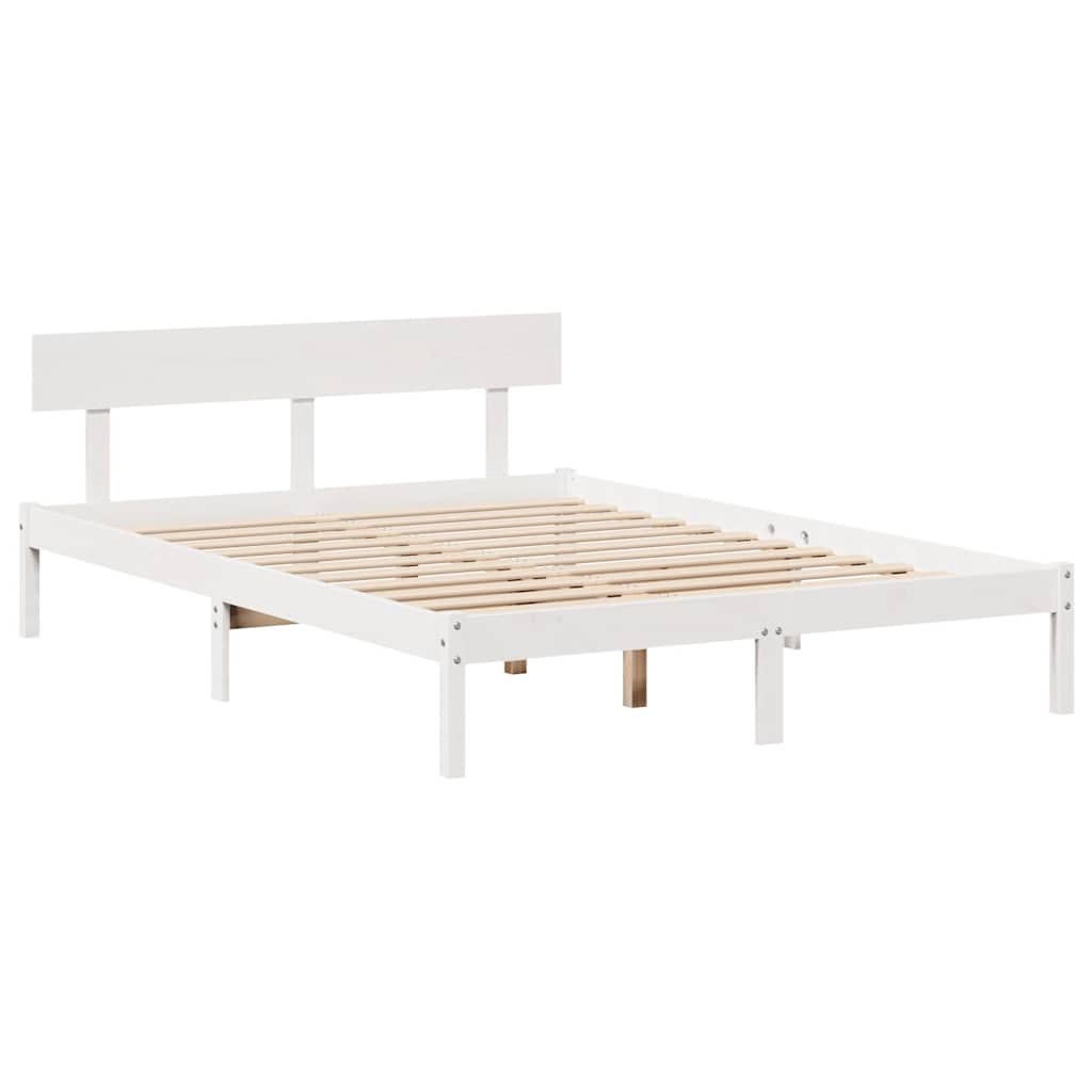 Massivholzbett ohne Matratze Weiß 120x190 cm Kiefernholz