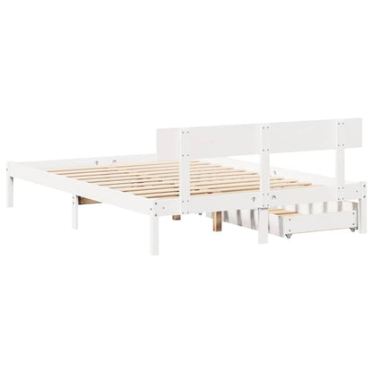 Massivholzbett ohne Matratze Weiß 120x200 cm Kiefernholz