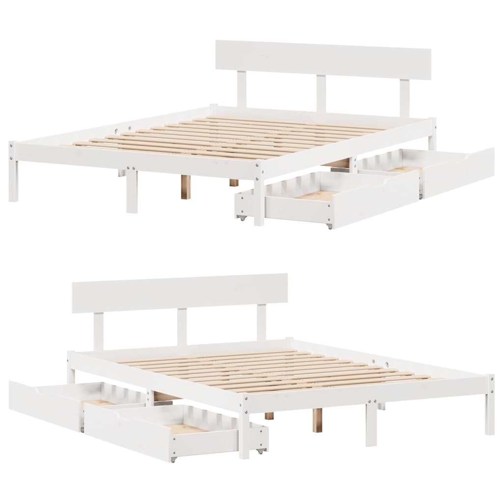Massivholzbett ohne Matratze Weiß 140x200 cm Kiefernholz
