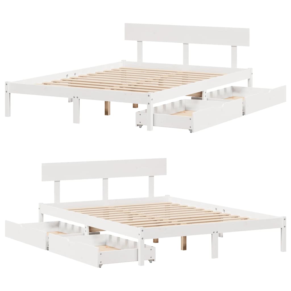 Massivholzbett ohne Matratze Weiß 150x200 cm Kiefernholz