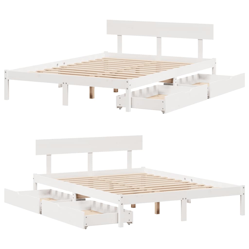 Massivholzbett ohne Matratze Weiß 160x200 Kiefernholz