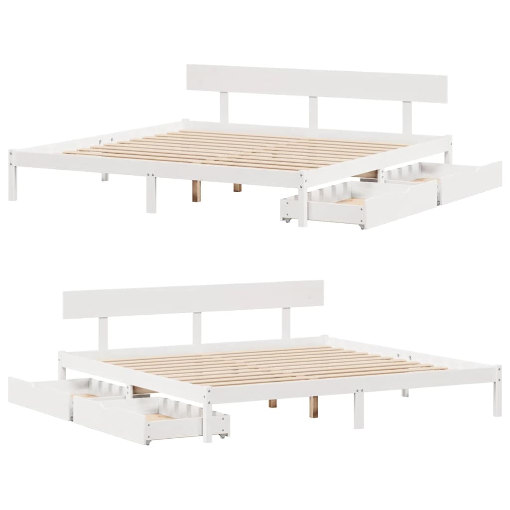 Massivholzbett ohne Matratze Weiß 180x200 cm Kiefernholz