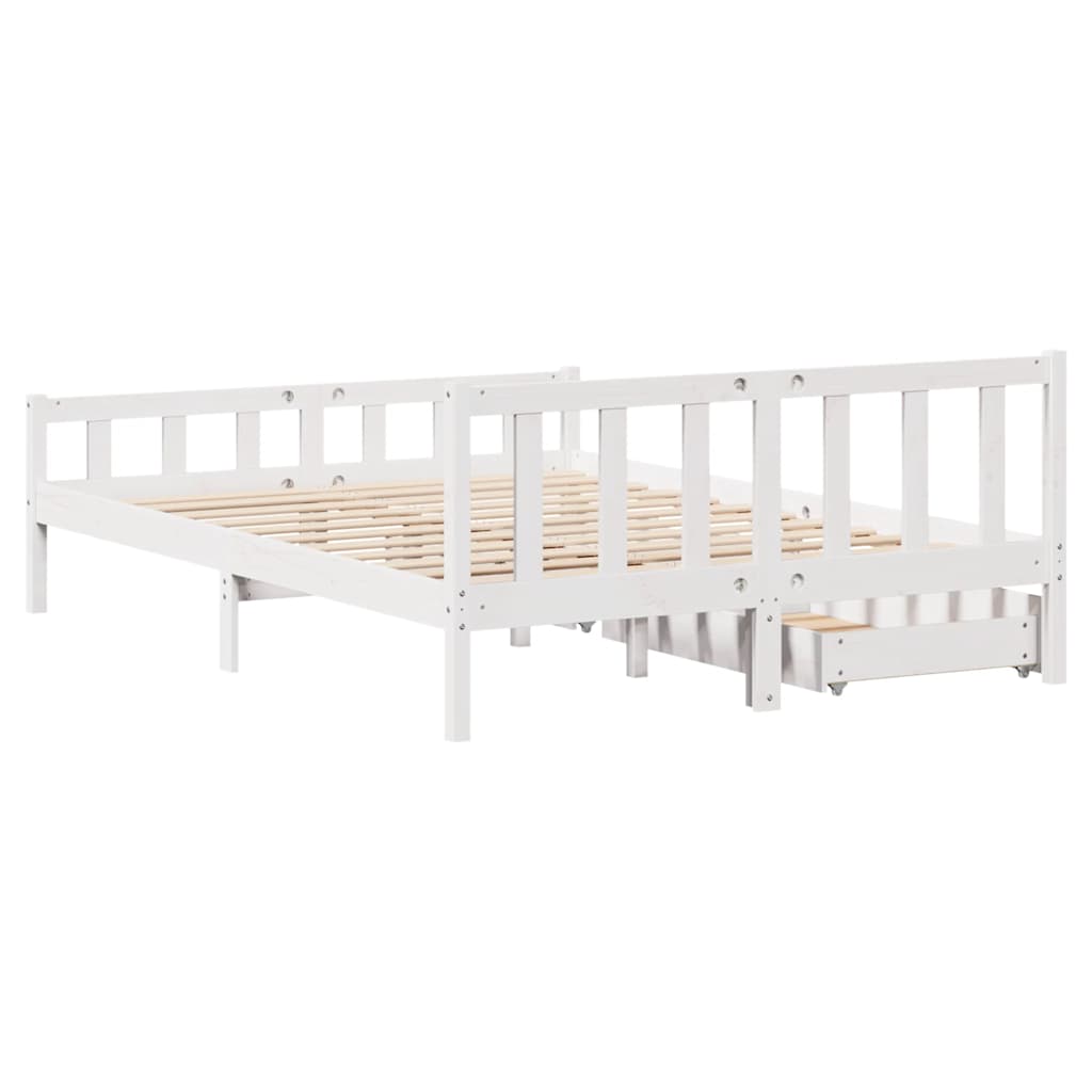 Massivholzbett ohne Matratze Weiß 160x200 Kiefernholz