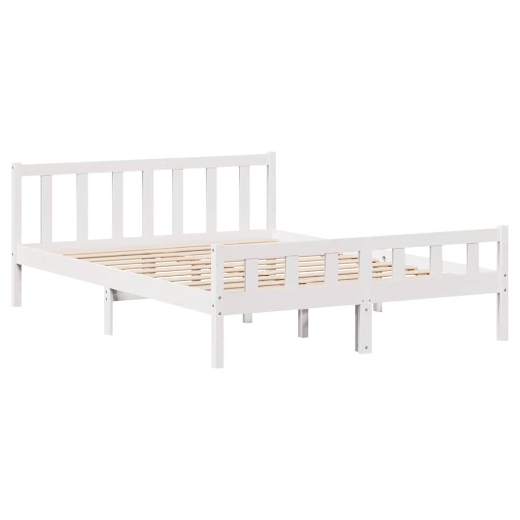 Massivholzbett ohne Matratze Weiß 160x200 Kiefernholz