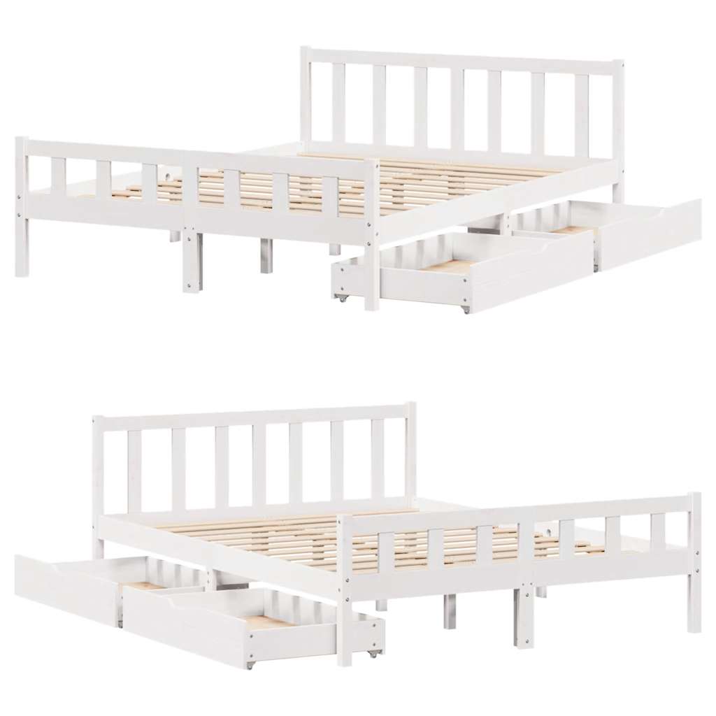Massivholzbett ohne Matratze Weiß 160x200 Kiefernholz