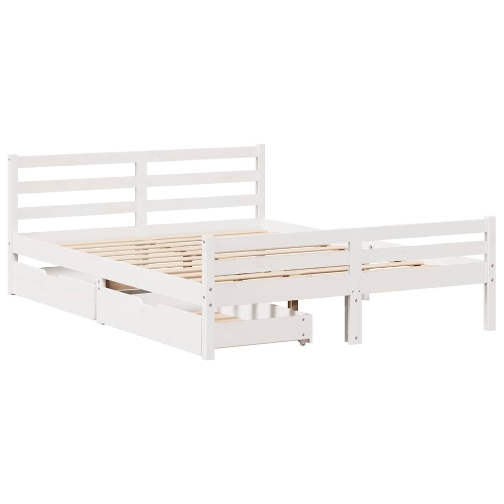 Massivholzbett ohne Matratze Weiß 135x190 cm Kiefernholz