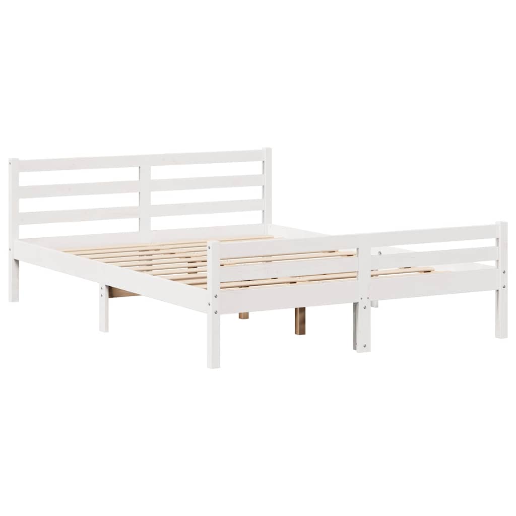 Massivholzbett ohne Matratze Weiß 135x190 cm Kiefernholz