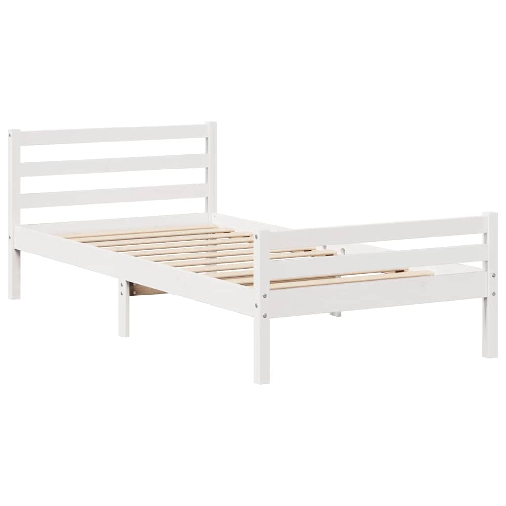 Massivholzbett ohne Matratze Weiß 100x200 cm Kiefernholz