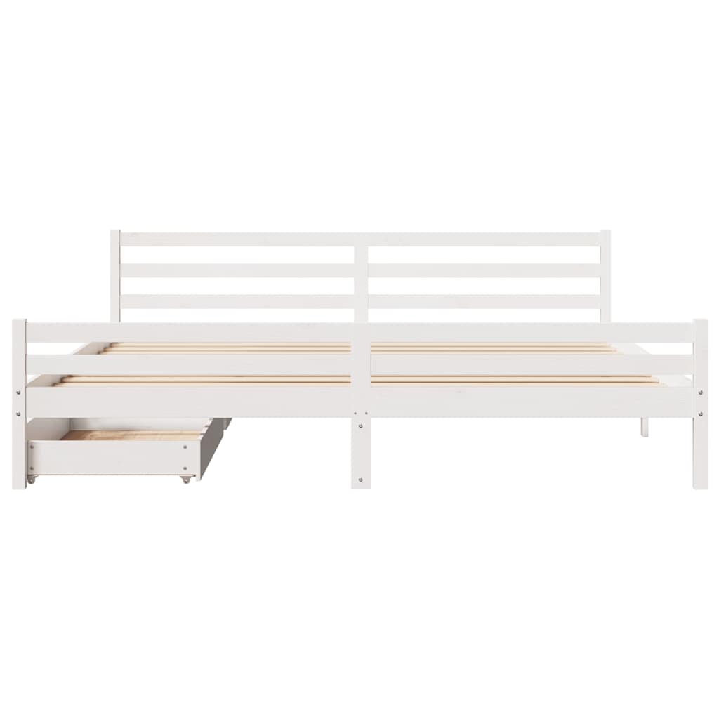 Massivholzbett ohne Matratze Weiß 200x200 cm Kiefernholz