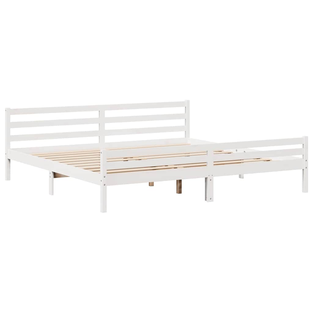 Massivholzbett ohne Matratze Weiß 200x200 cm Kiefernholz