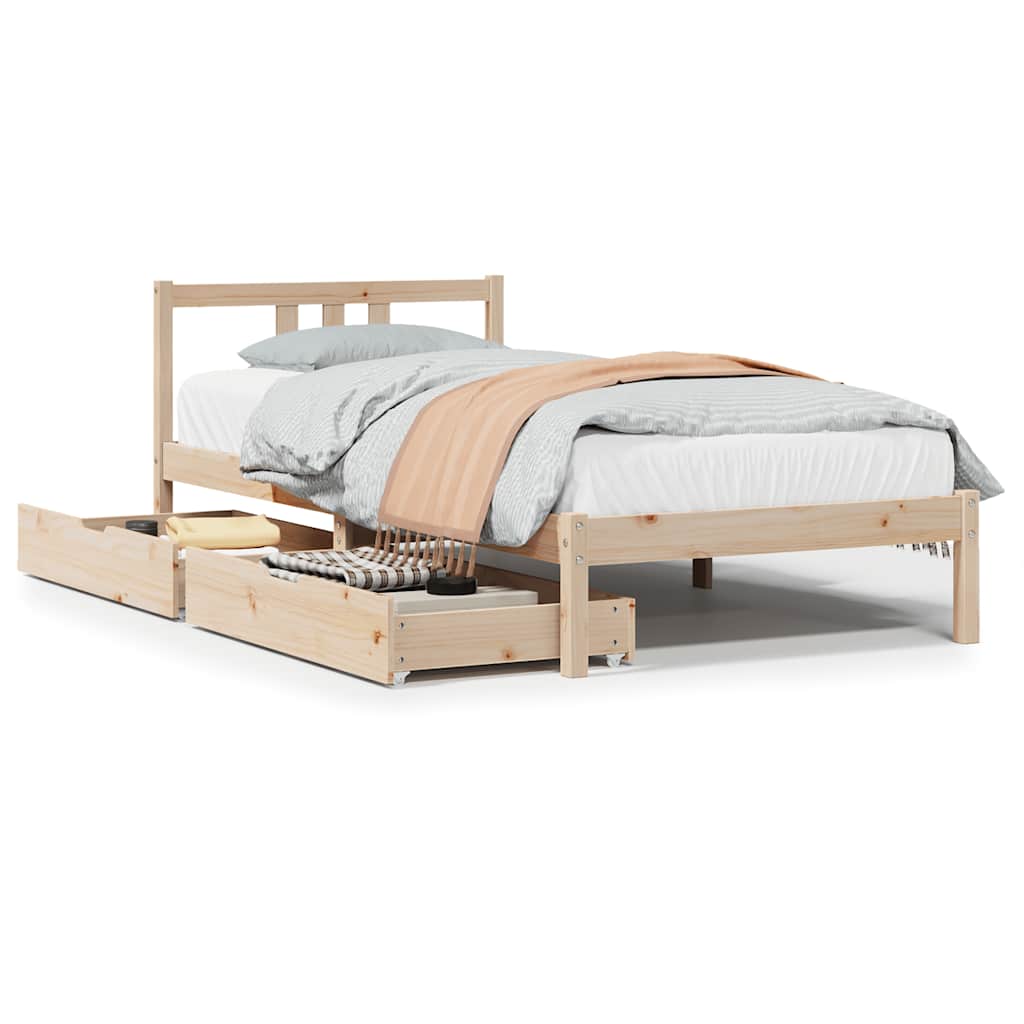 Massivholzbett ohne Matratze 75x190 cm Kiefernholz
