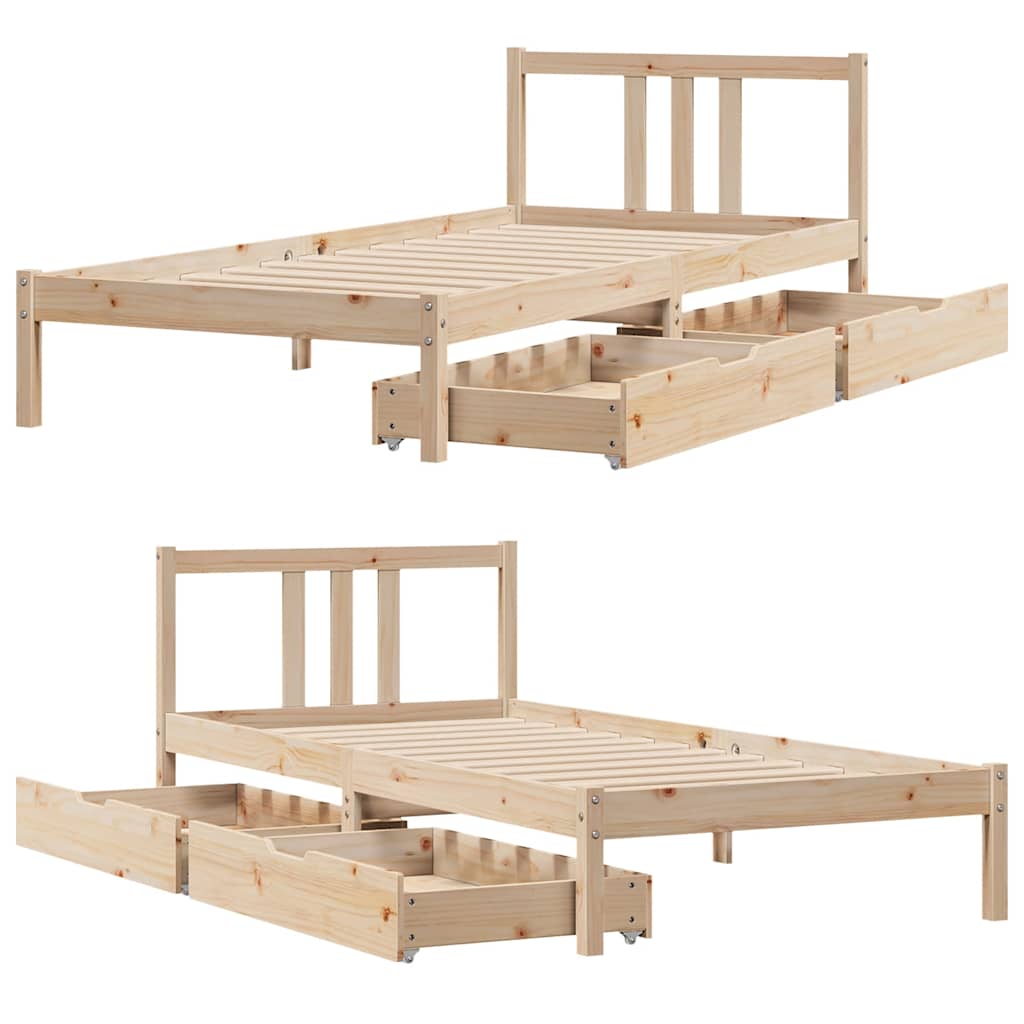 Massivholzbett ohne Matratze 75x190 cm Kiefernholz