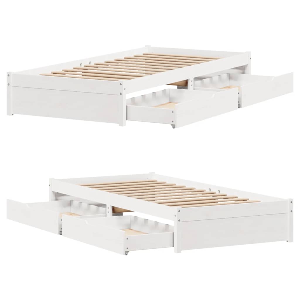 Massivholzbett ohne Matratze Weiß 75x190 cm Kiefernholz