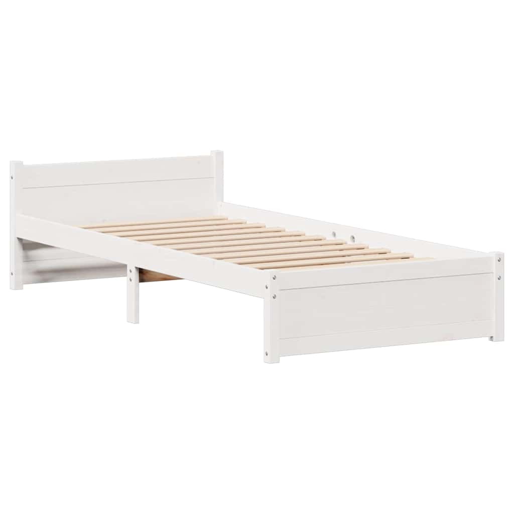 Massivholzbett ohne Matratze Weiß 90x190 cm Kiefernholz